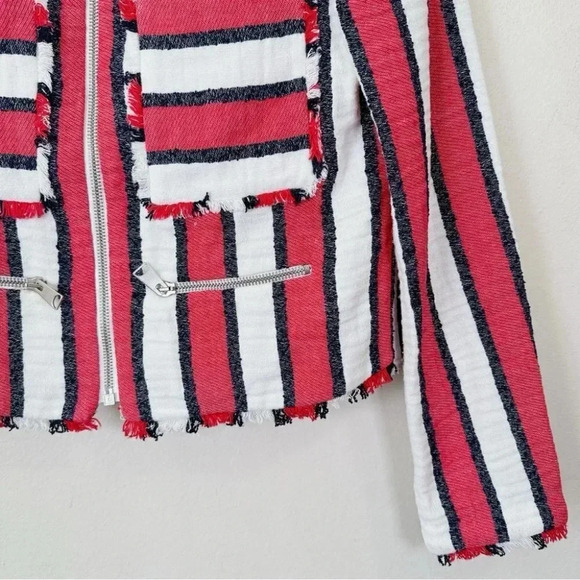 ZARA  Frayed Striped Full Zip Jacket - Picture 9 of 16
